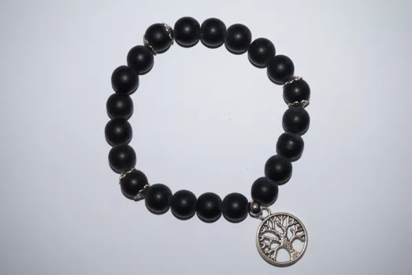 Bracelet Obsidienne Gold – Noir Mat, Perles 10 mm – Image 2