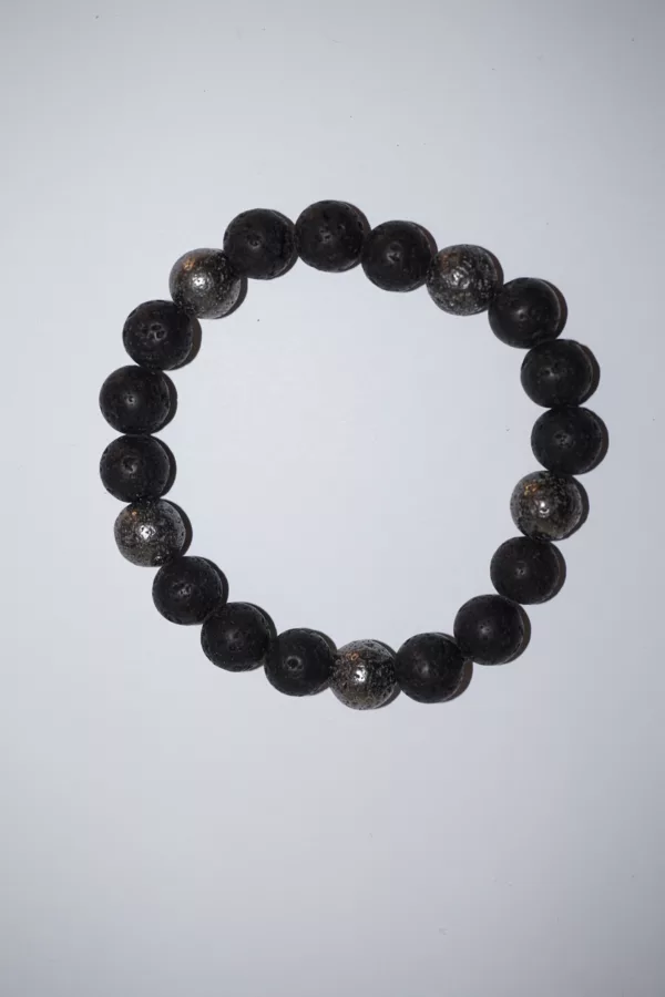 Bracelet Pierre de Lave & Pierre de Lave couleur Métal – Perles 10 mm – Image 2